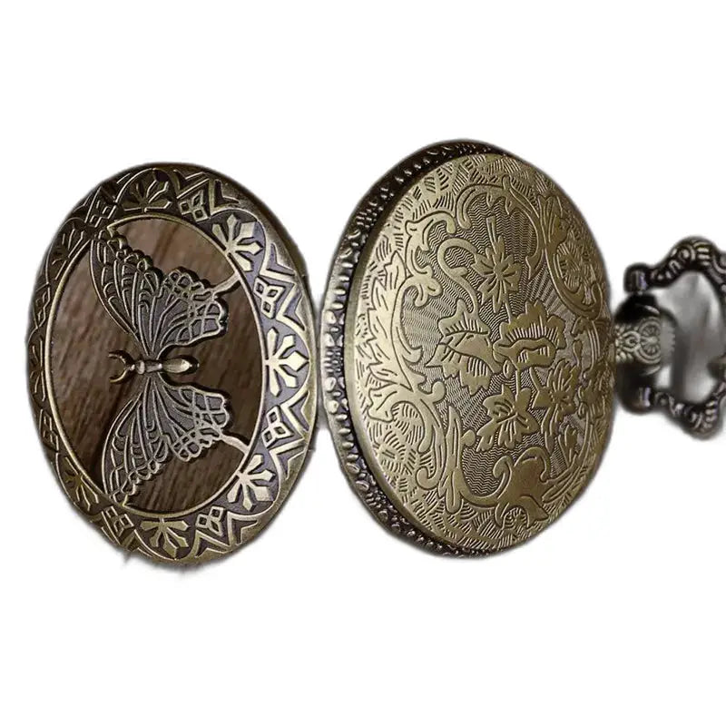 Orologio da tasca da donna con collana in stile vintage con un elegante quadrante color bronzo