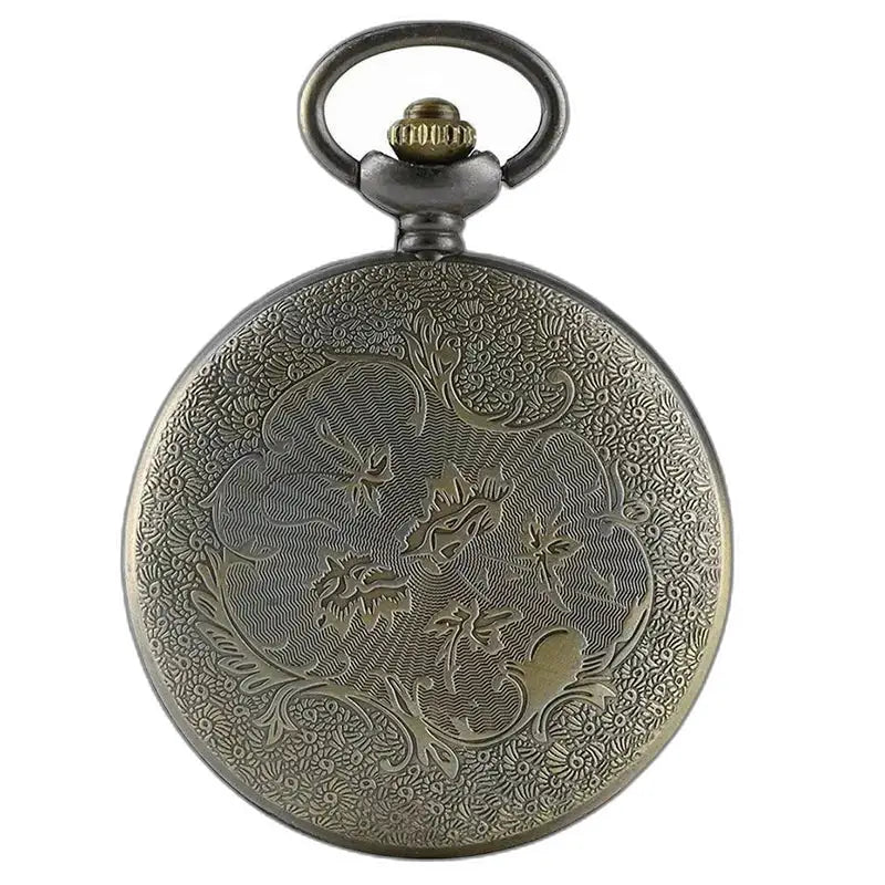 Orologio da tasca vintage con collana al quarzo per donna e uomo con un'elegante cassa in bronzo