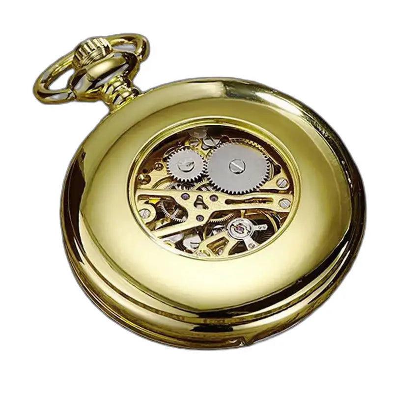 Orologio da tasca con complicazioni Modern Chic in bronzo e oro con ingranaggi visibili e finitura dorata