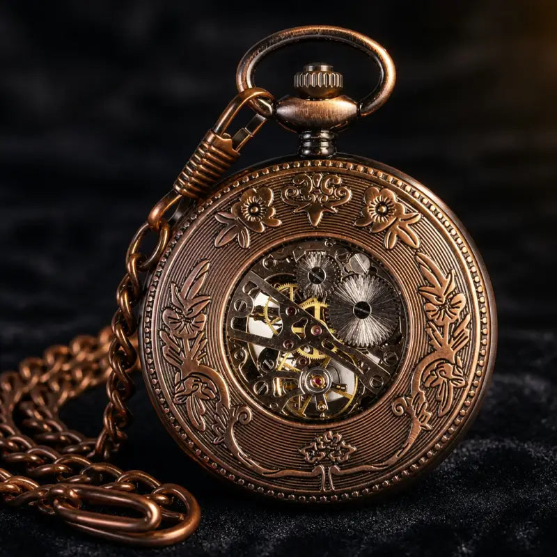 Orologio da tasca meccanico scheletrato in rame da uomo - Univers Gousset