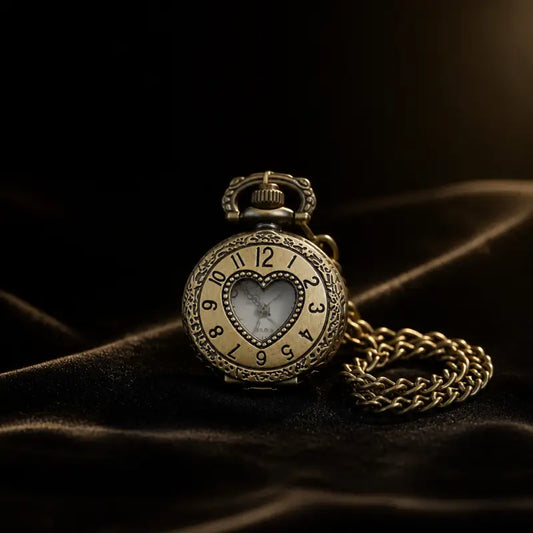 Orologio da tasca vintage da donna con cuore inciso - Univers Gousset