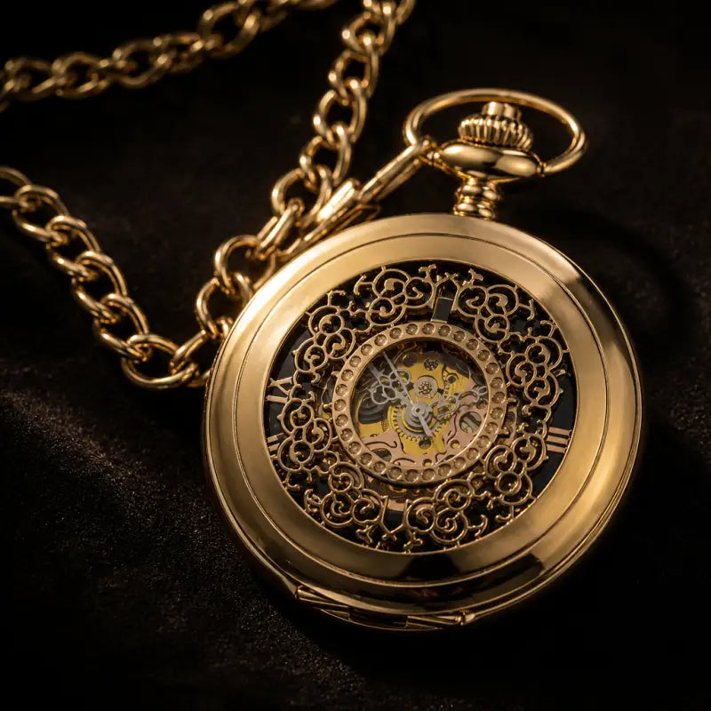 Orologio da tasca meccanico scheletrato Half Hunter - Univers Gousset