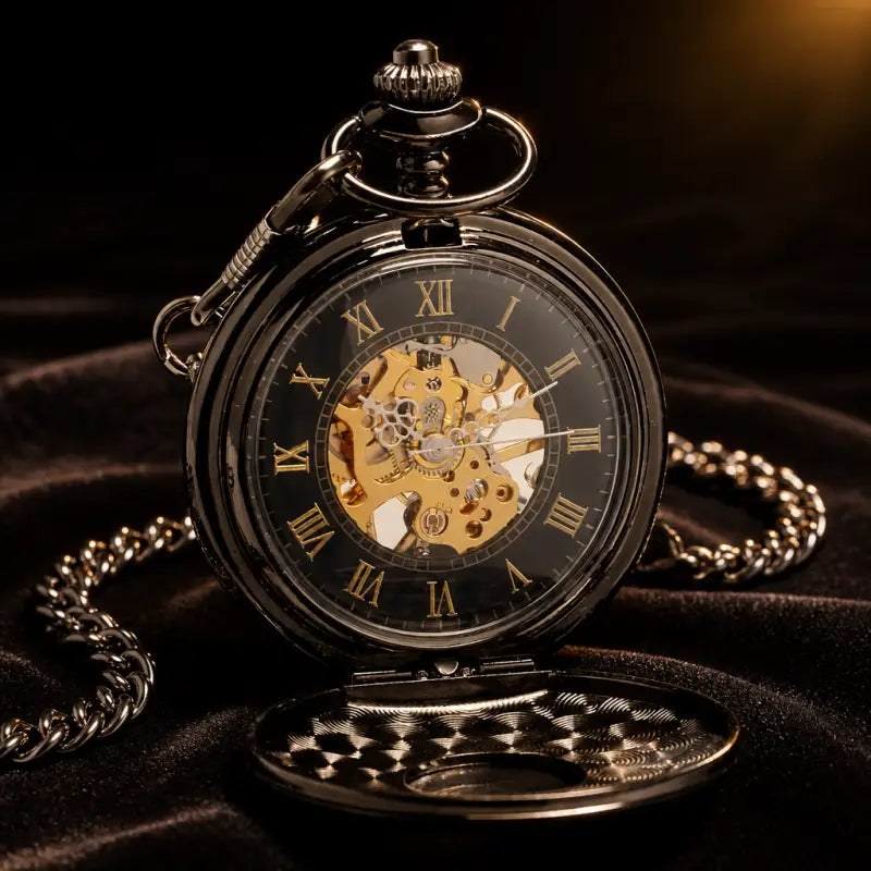 Orologio da tasca meccanico scheletrato Half Hunter - Univers Gousset