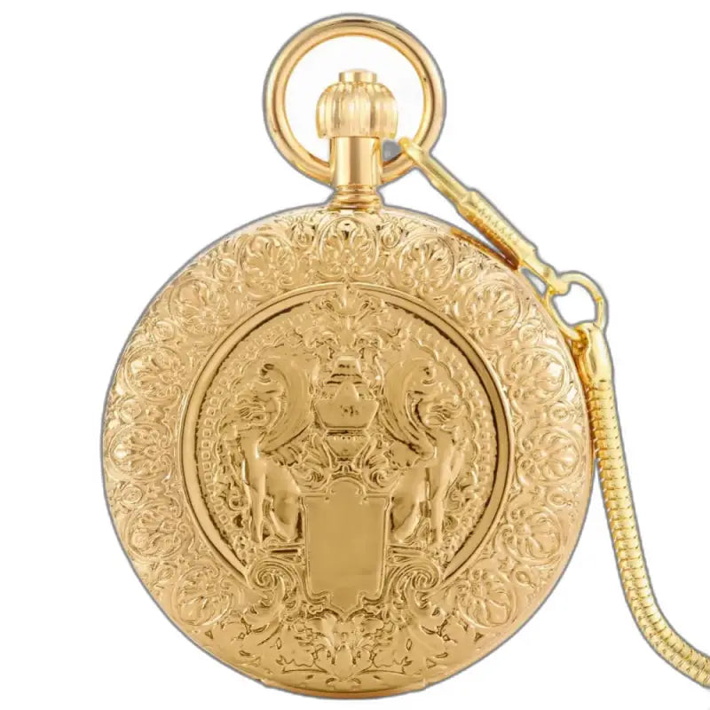 Orologio da tasca Double Golden Majesty Chic con catena in oro tonico