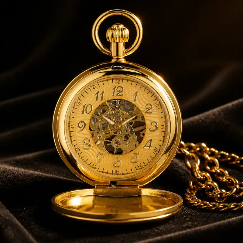 Orologio da tasca meccanico da uomo Double Hunter - Univers Gousset