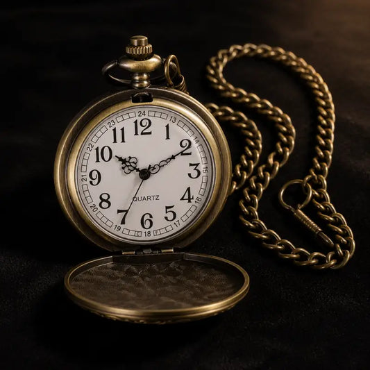 Orologio da tasca vintage al quarzo con drago inciso - Univers Gousset