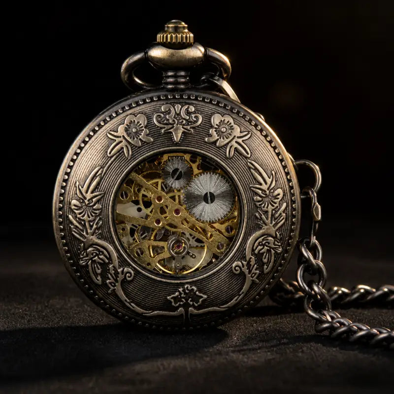 Orologio da tasca meccanico scheletrato in legno - Univers Gousset