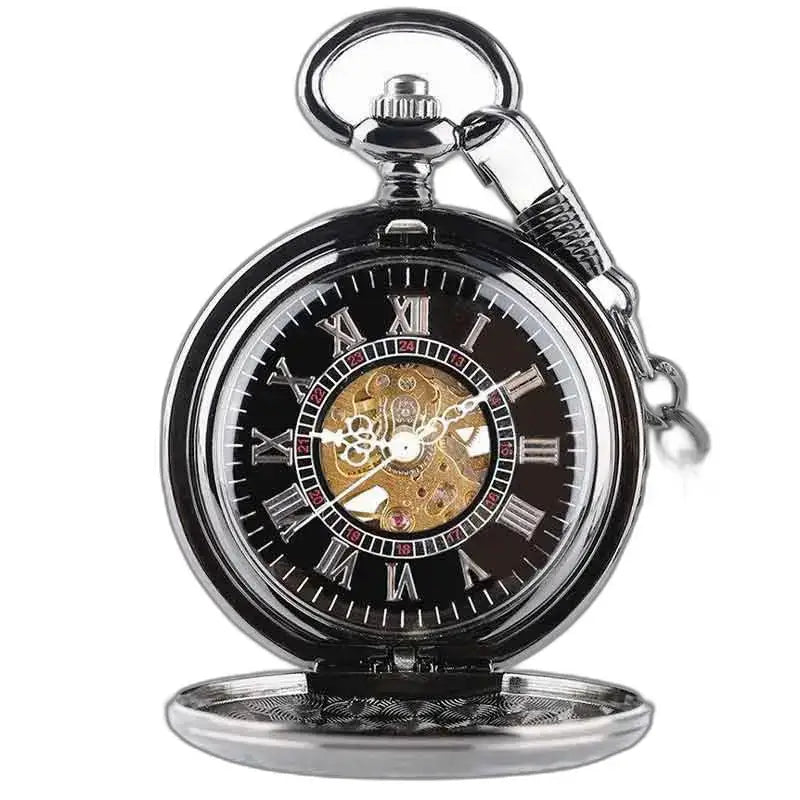 Orologio da Tasca da Donna con Meccanismo Manuale, elegante orologio da tasca nero e argento