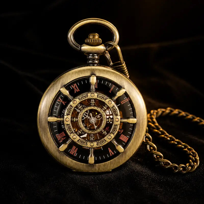 Orologio da tasca meccanico vintage con timone - Univers Gousset