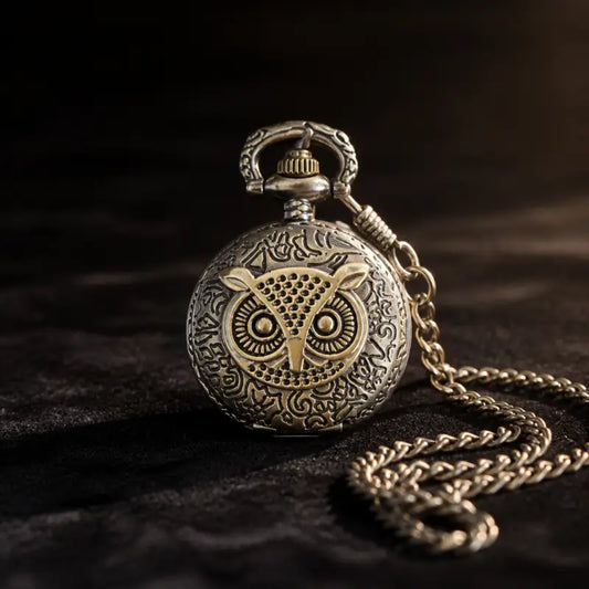 Orologio da tasca vintage al quarzo con gufo da donna - Univers Gousset