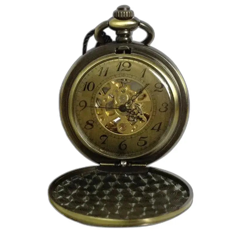 Orologio da tasca vintage automatico da uomo con un elegante quadrante aperto in bronzo