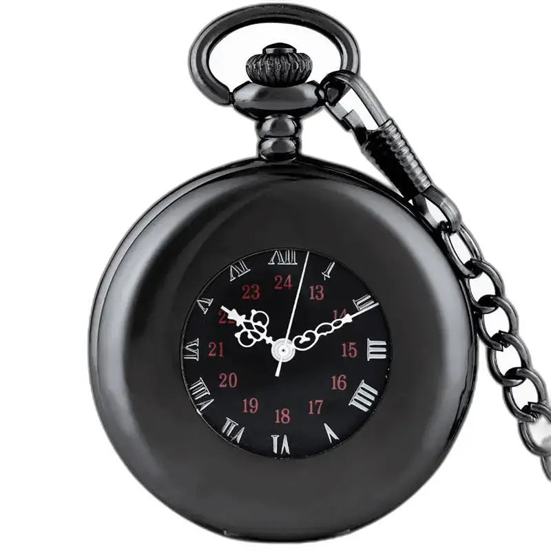 Orologio da taschino nero Demi Chasseur Chic da uomo con elegante catena