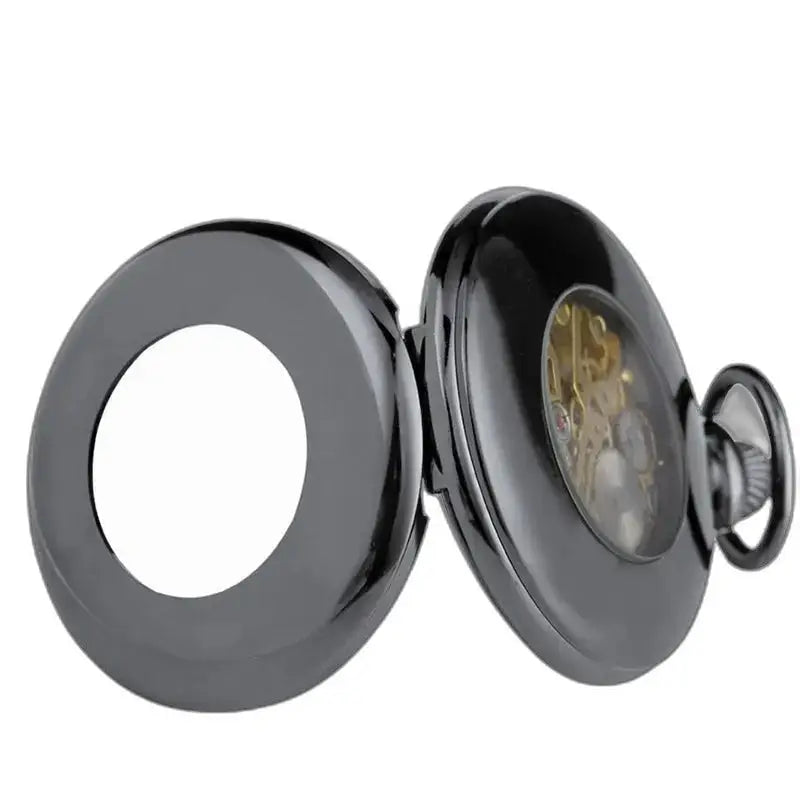 Orologio da tasca da uomo Demi Chasseur Chic con coperchio nero aperto