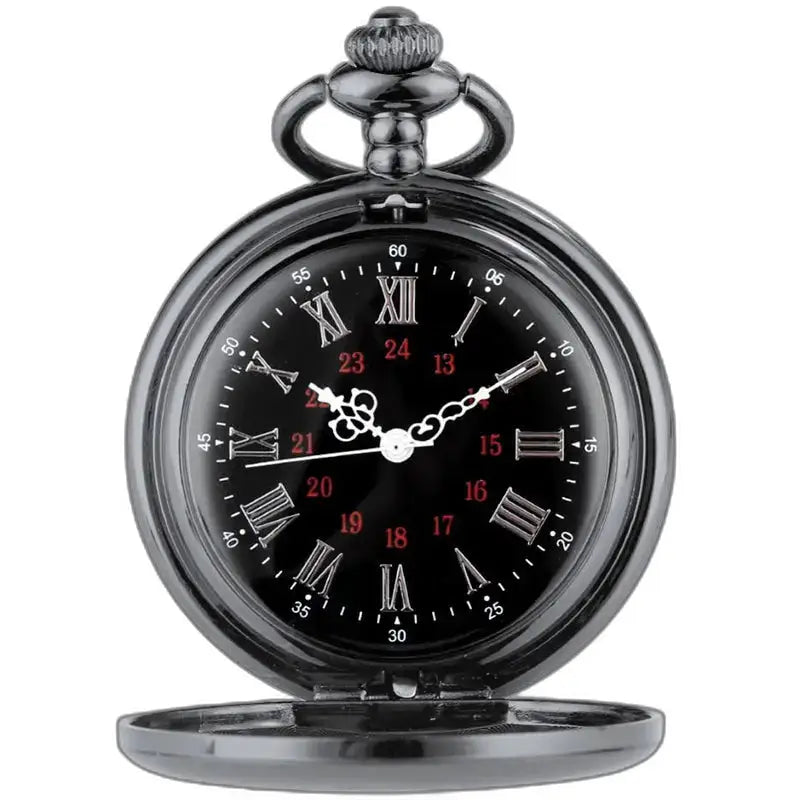 Elegante orologio da tasca da uomo Demi Chasseur con quadrante nero ed eleganti numeri romani