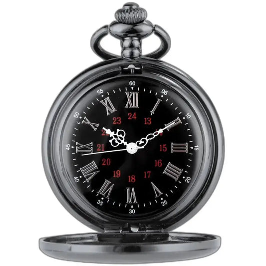 Elegante orologio da tasca da uomo Demi Chasseur con quadrante nero ed eleganti numeri romani