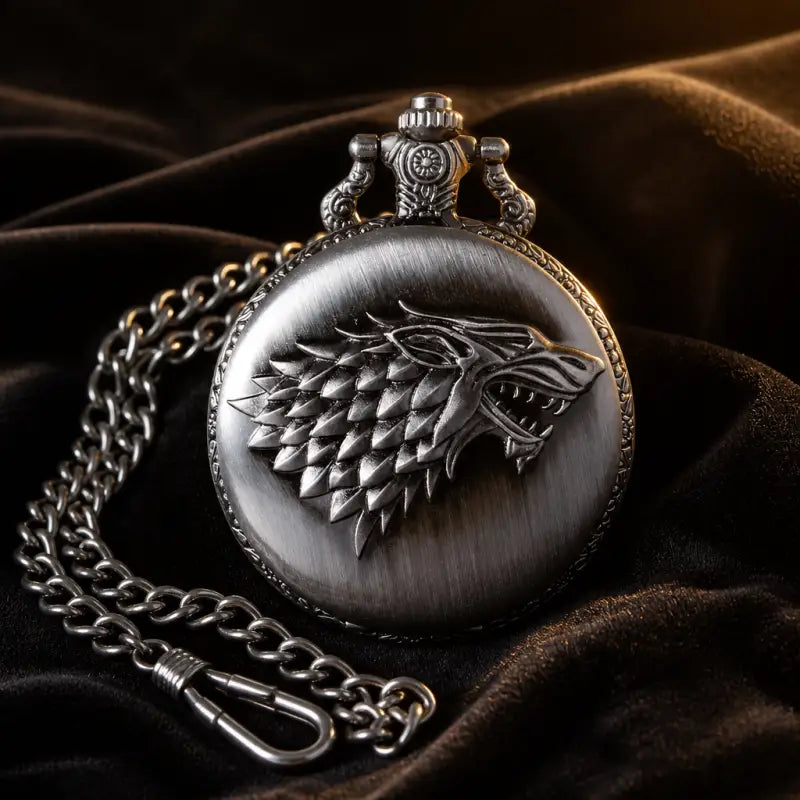 Collana da uomo con orologio da tasca al quarzo Wolf - Univers Gousset