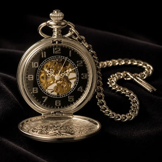 Orologio da tasca meccanico Skeleton Hunter - Univers Gousset