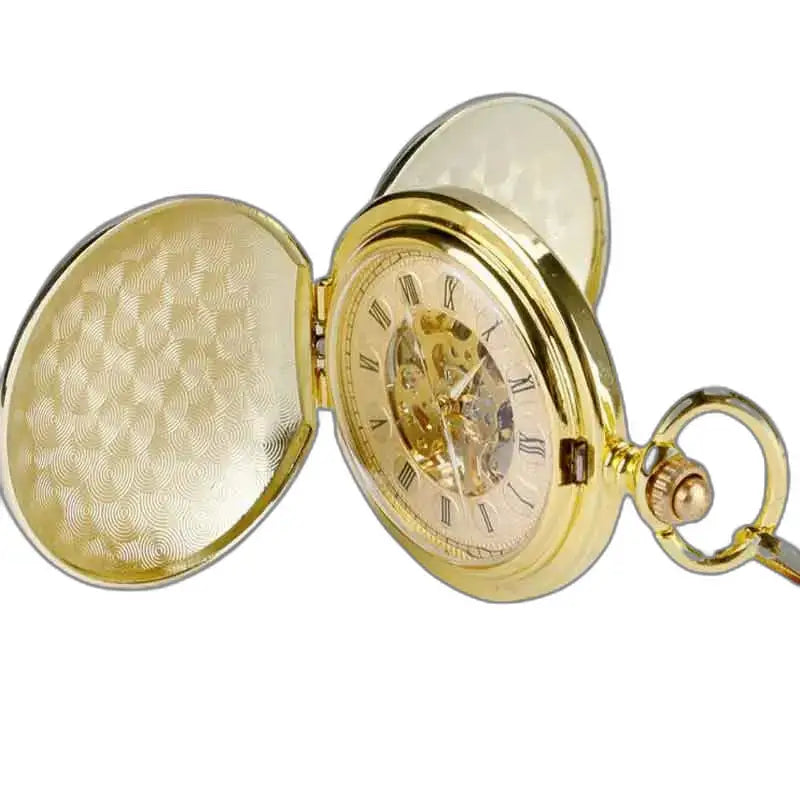 Orologio da tasca meccanico da uomo chic in oro, orologio da tasca meccanico elegante e raffinato
