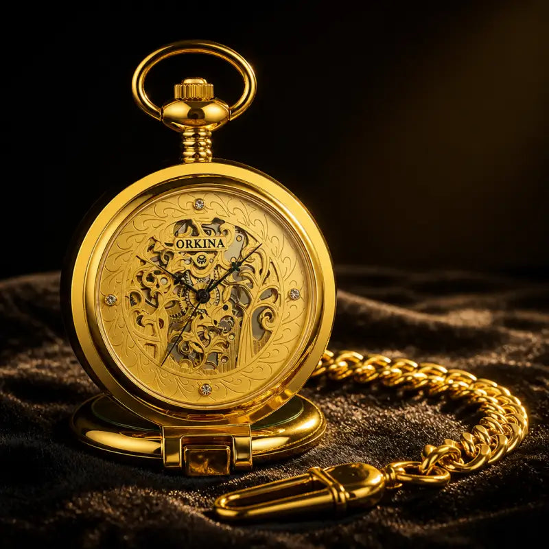 Orologio da tasca meccanico scheletrato in oro di lusso - Univers Gousset