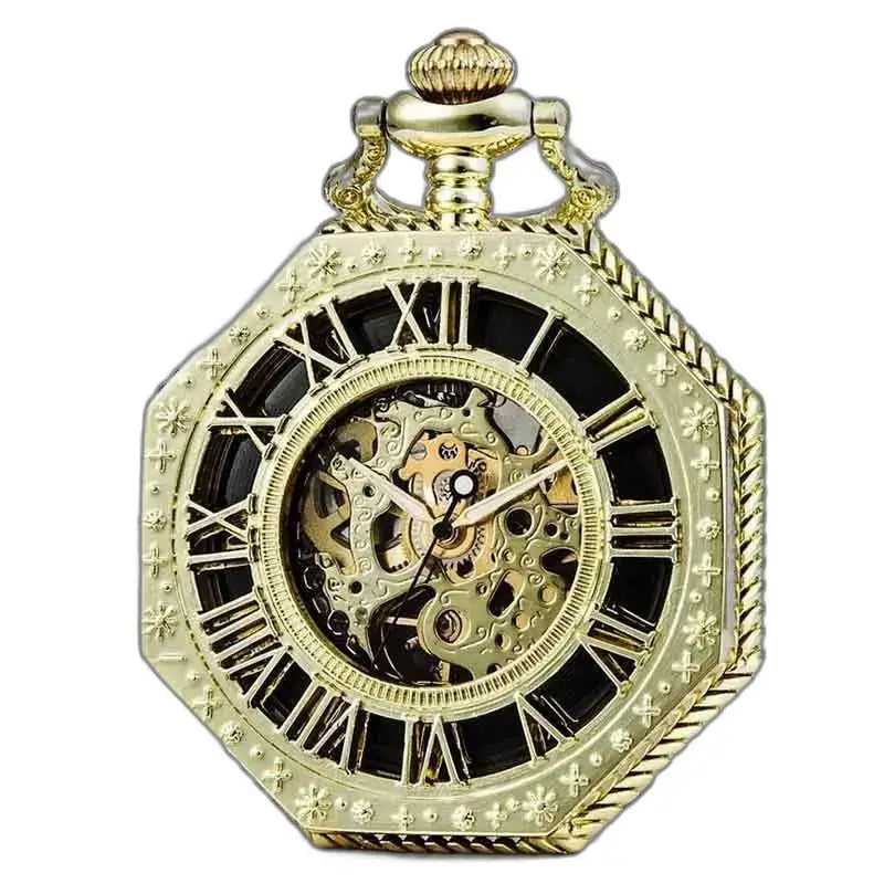 Orologio da tasca meccanico ottagonale in oro dall'elegante design dorato