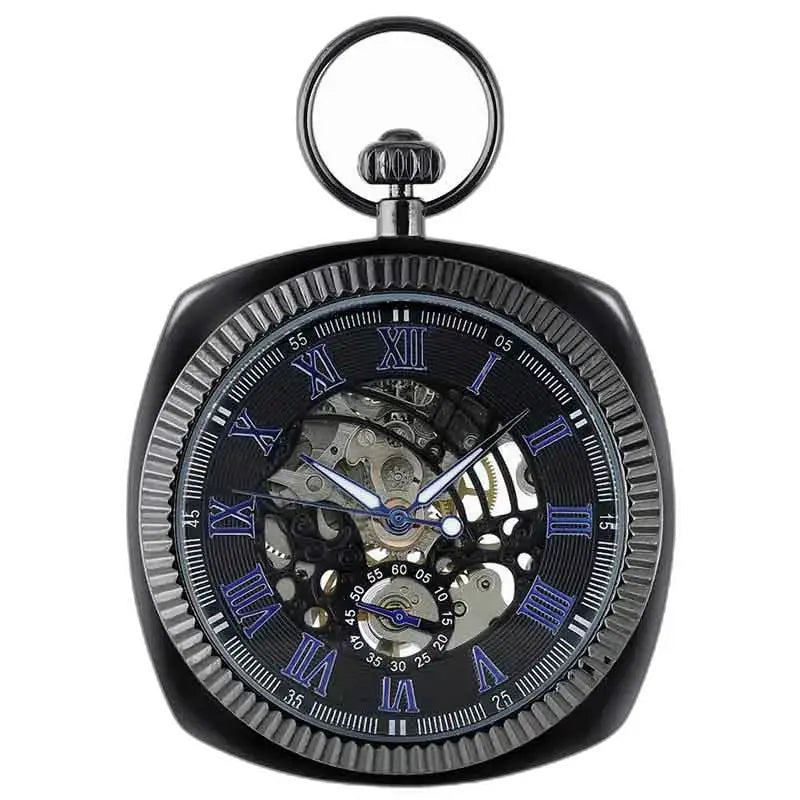 Elegante orologio da tasca moderno da uomo con quadrante nero scheletrato
