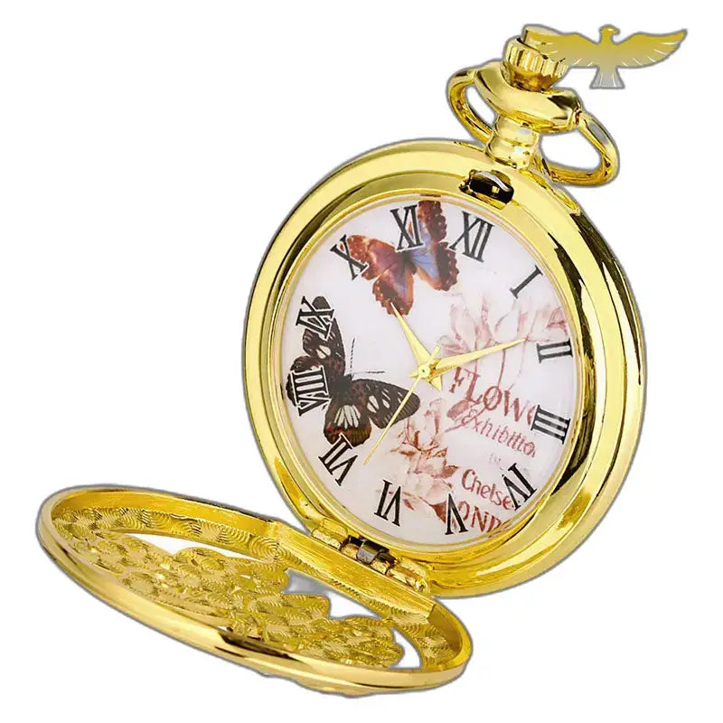 Orologio da tasca Butterfly in oro Design elegante con movimento al quarzo, stile raffinato