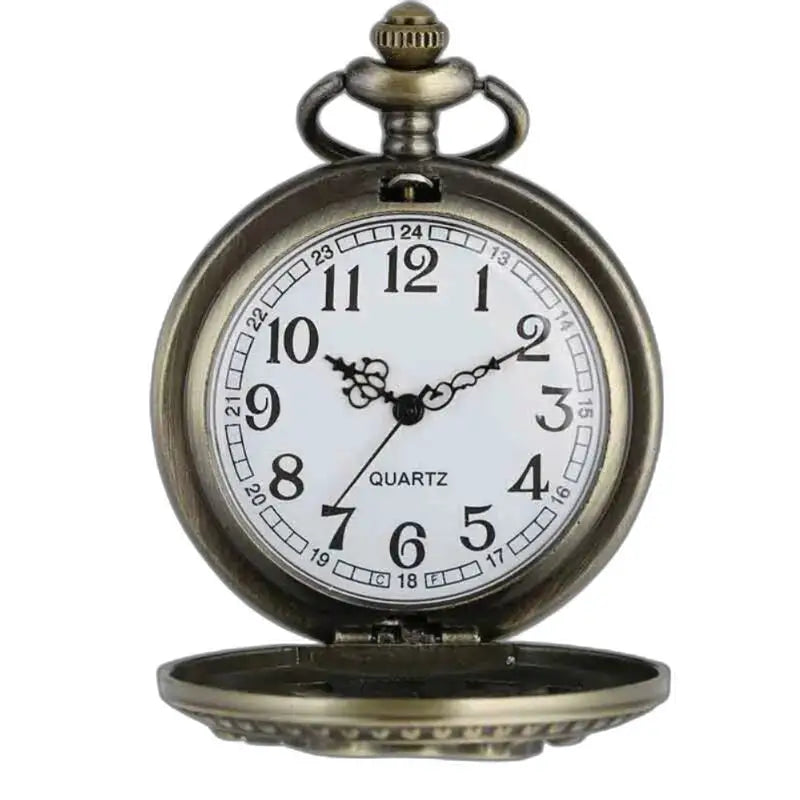 Orologio da tasca con pendente in bronzo aperto, elegante e vintage