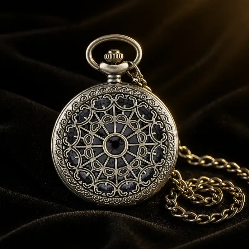 Orologio da tasca al quarzo con pendente a rilievo floreale - Univers Gousset
