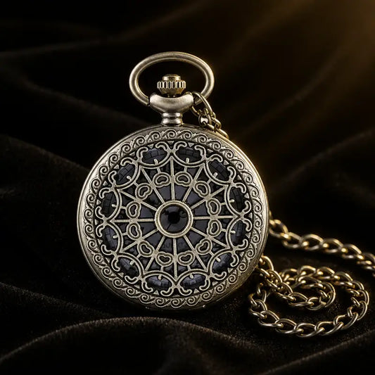Orologio da tasca al quarzo con pendente a rilievo floreale - Univers Gousset