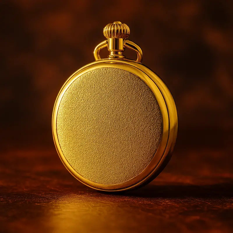 Lussuoso orologio da tasca con fasi lunari in bronzo argentato con un elegante quadrante dorato