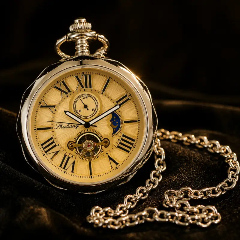 Orologio da tasca meccanico con fasi lunari da uomo - Univers Gousset