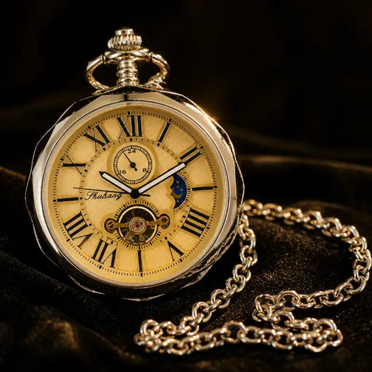 Orologio da tasca meccanico con fasi lunari da uomo - Univers Gousset