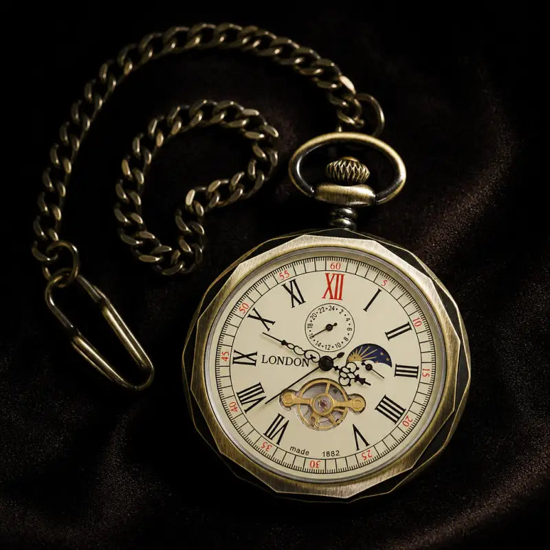 Orologio da tasca meccanico con fasi lunari da uomo - Univers Gousset