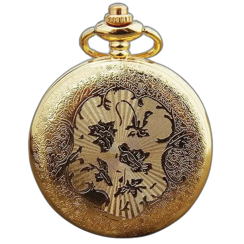 Orologio da tasca con collana in oro ed eleganti pietre preziose ornate in oro