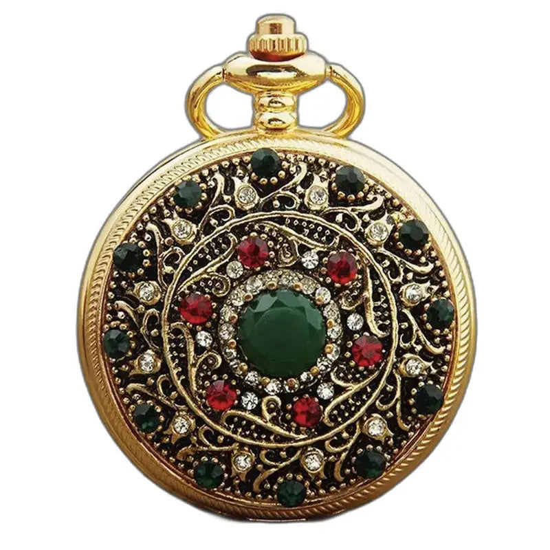 Orologio da tasca Collana in oro con pietre preziose abbaglianti