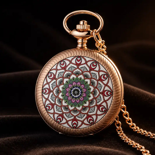 Orologio da tasca al quarzo con fiori smeraldo da donna - Univers Gousset