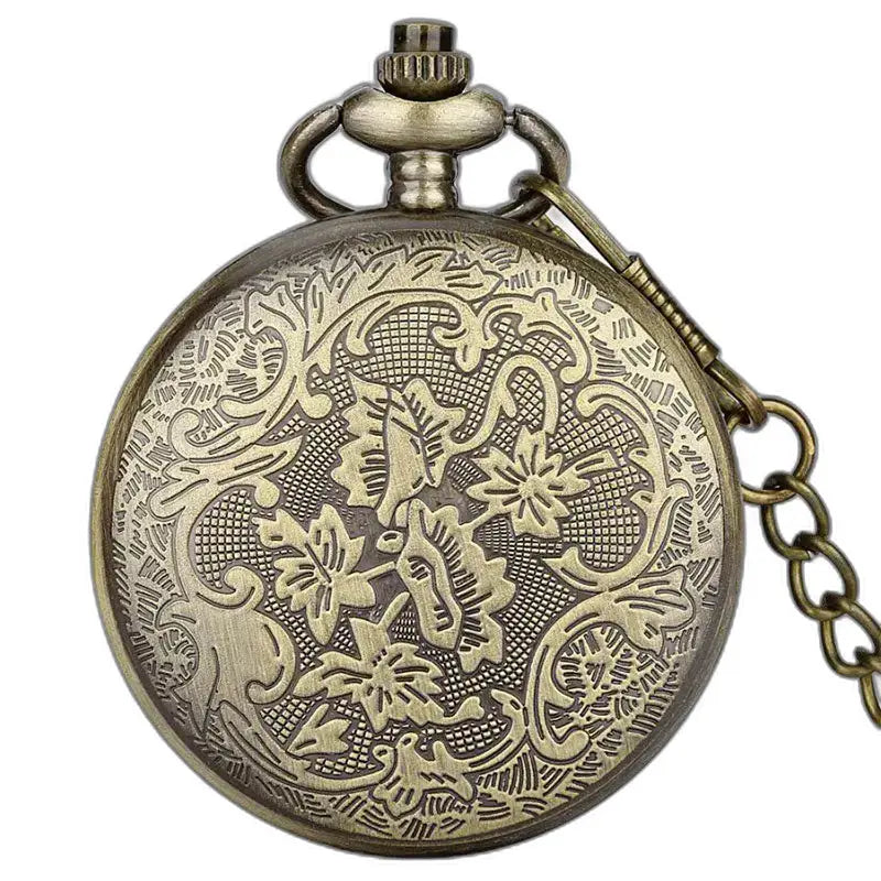 Classico ed elegante orologio da tasca al quarzo a farfalla in bronzo con finiture ornamentali