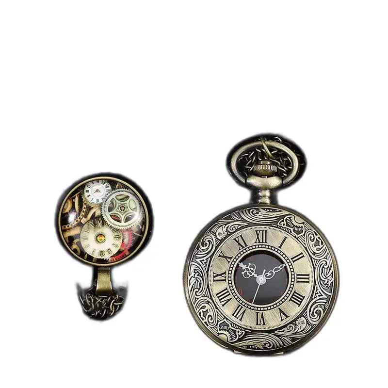 Classico orologio da tasca retrò color oro nero con elegante stile steampunk