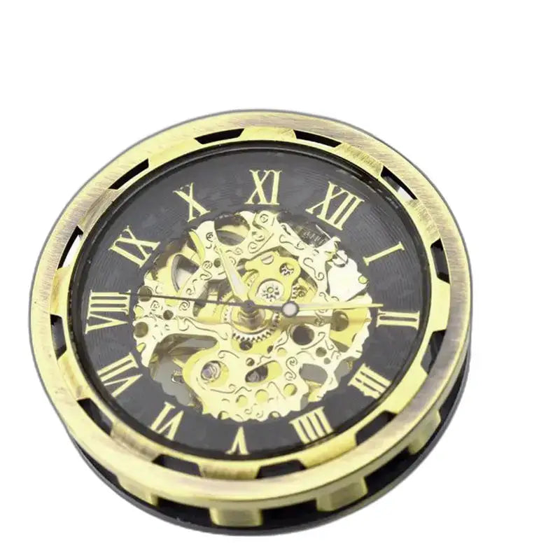 Montre Gousset Squelette Luxe Homme Femme avec un cadran doré mécanisme visible