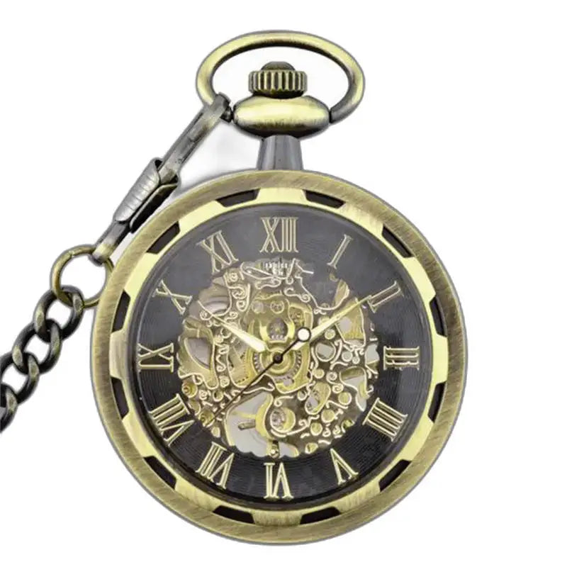 Orologio da tasca scheletrato di lusso per uomo e donna con meccanismo a vista e design antico