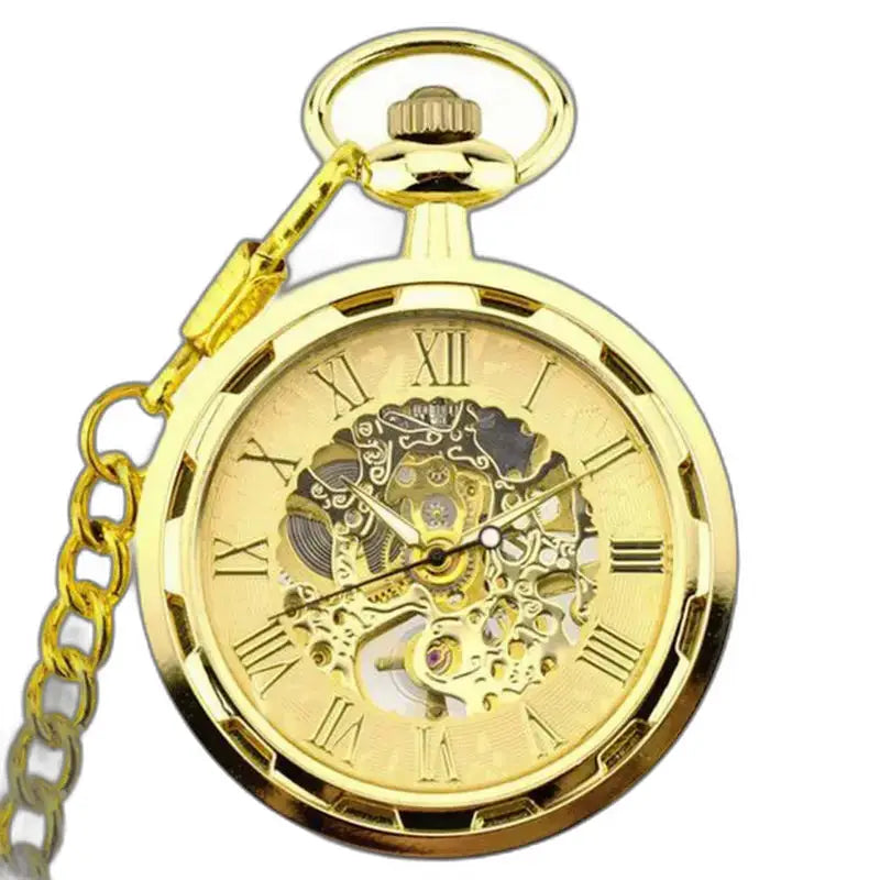 Orologio da Tasca Scheletrato di Lusso per Uomo e Donna in oro con catena, design elegante e raffinato