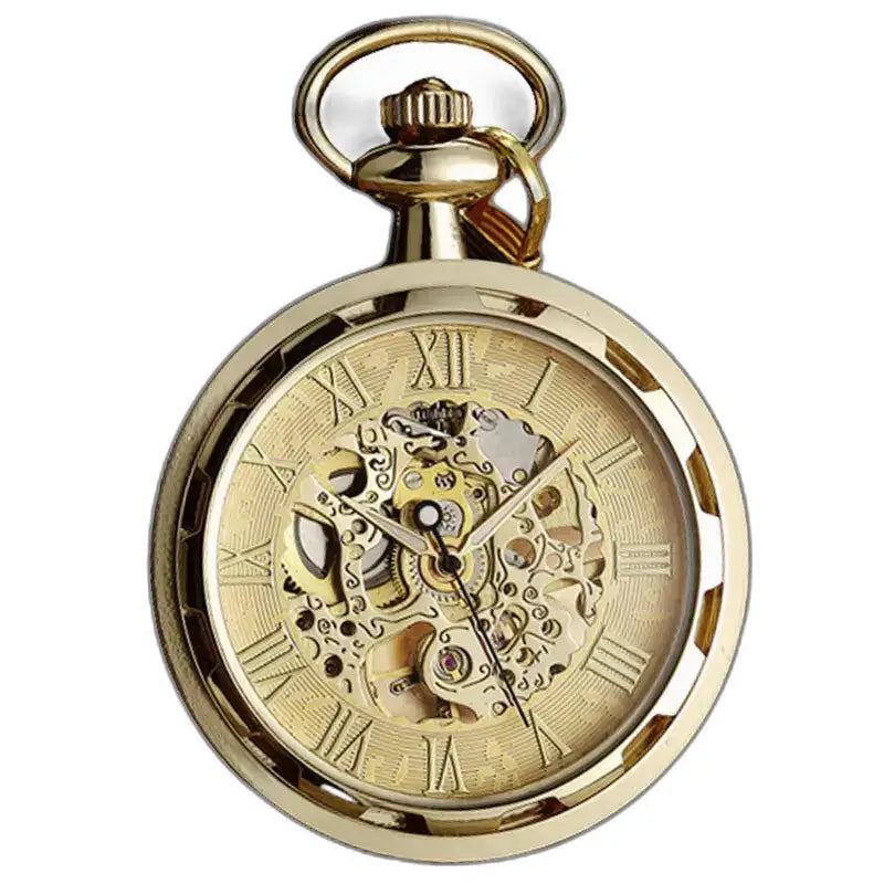 Orologio da tasca scheletrato di lusso per uomo e donna con orologio da tasca meccanico dorato