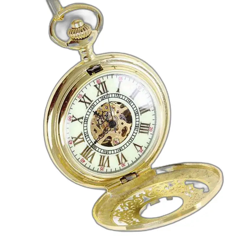 Orologio da tasca Steampunk con meccanismo in oro a vista, una vera pepita d'oro
