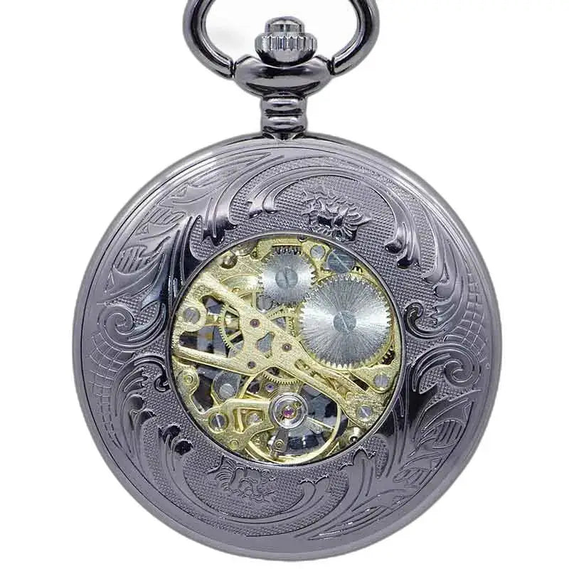 Orologio da tasca Steampunk con ingranaggi dentati, decorato e scheletrato