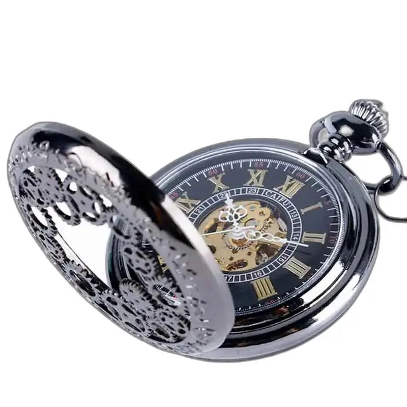 Orologio da tasca Steampunk Meccanismo ad alta visibilità Macchinari in argento ornato