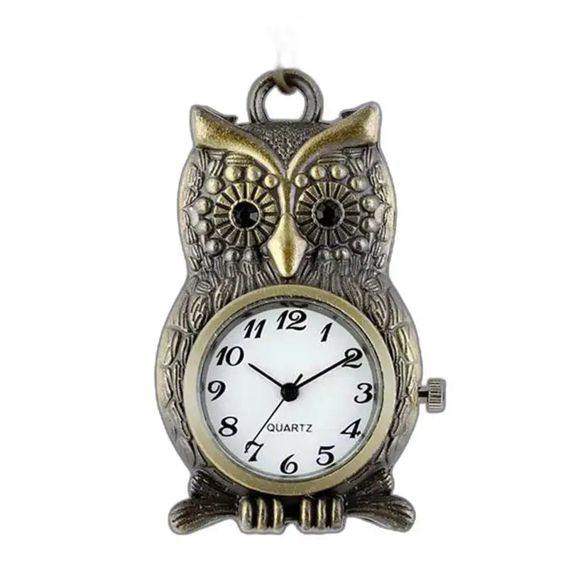 Orologio da tasca al quarzo a forma di gufo Orologio vintage da gufo con bracciale a catena in bronzo