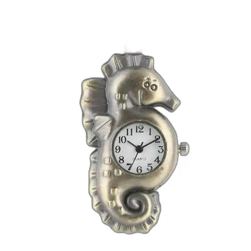 Elegante orologio Hippocampe Vintage in Bronzo dal design a forma di cavalluccio marino