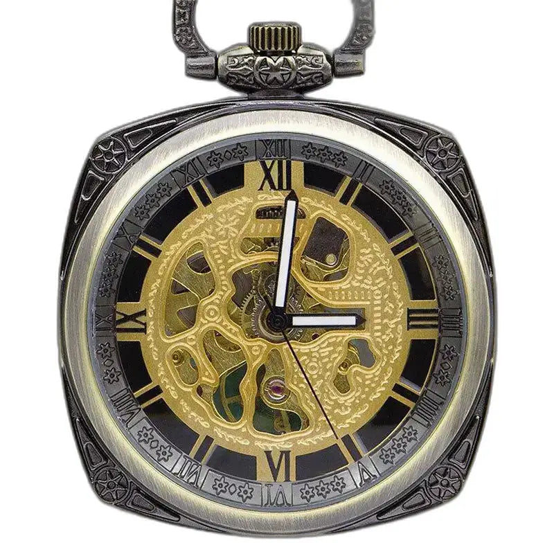 Orologio da tasca da uomo moderno ed elegante con uno scheletro decorato ed elegante