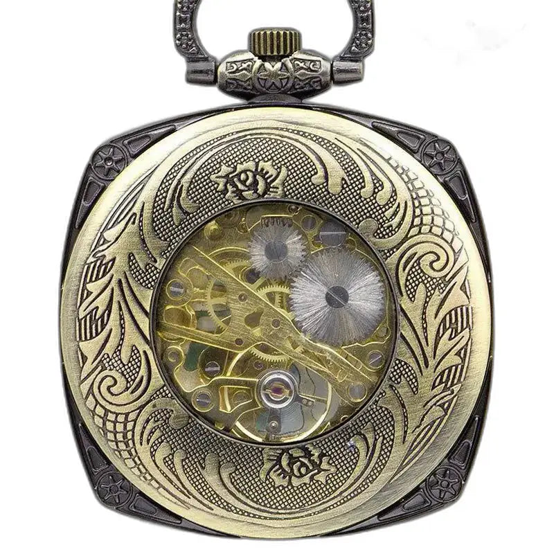 Orologio da Taschino da Uomo Modern Chic, orologio da tasca in bronzo con meccanismo a vista