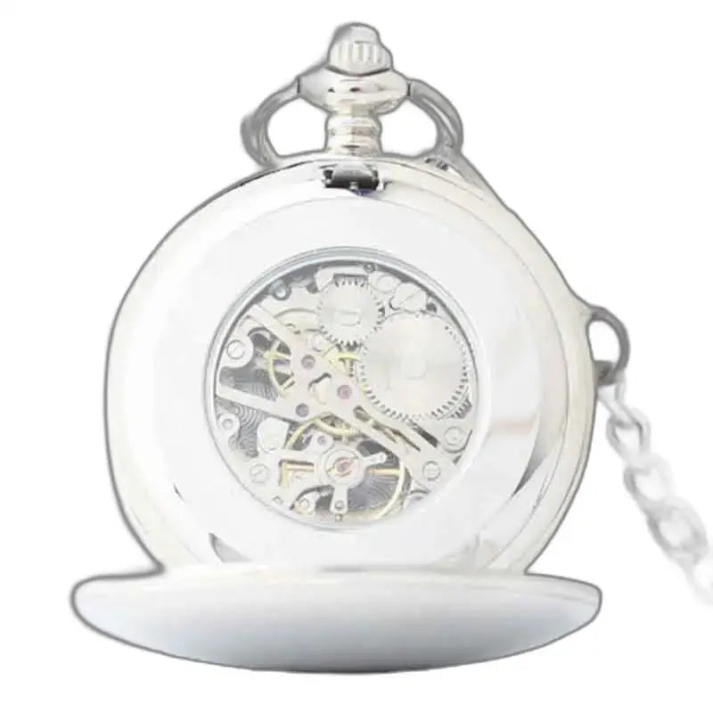 Elegante orologio da tasca in argento con numeri romani da uomo bianchi